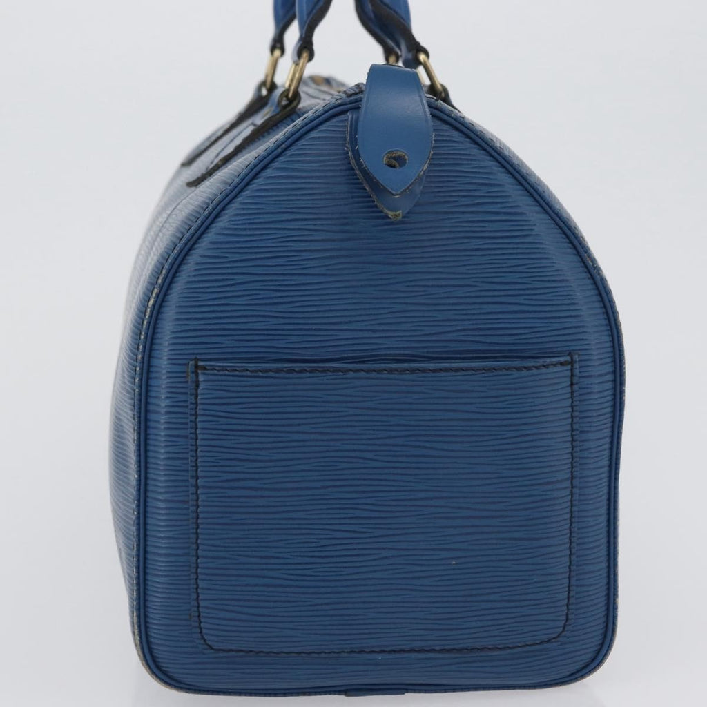 Louis Vuitton Speedy Handbag Epi Leather Blue Leather Handbag (Pre-Owned)