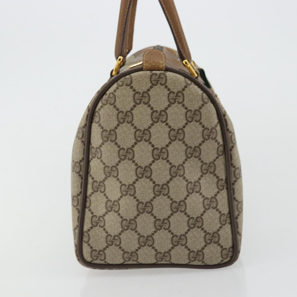 Gucci Vintage Web Sherry Line Handbag Micro Gg Canvas Beige Canvas Handbag (Pre-Owned)