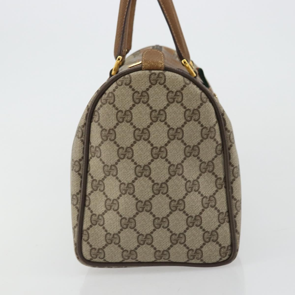 Gucci Vintage Web Sherry Line Handbag Micro Gg Canvas Beige Canvas Handbag (Pre-Owned)