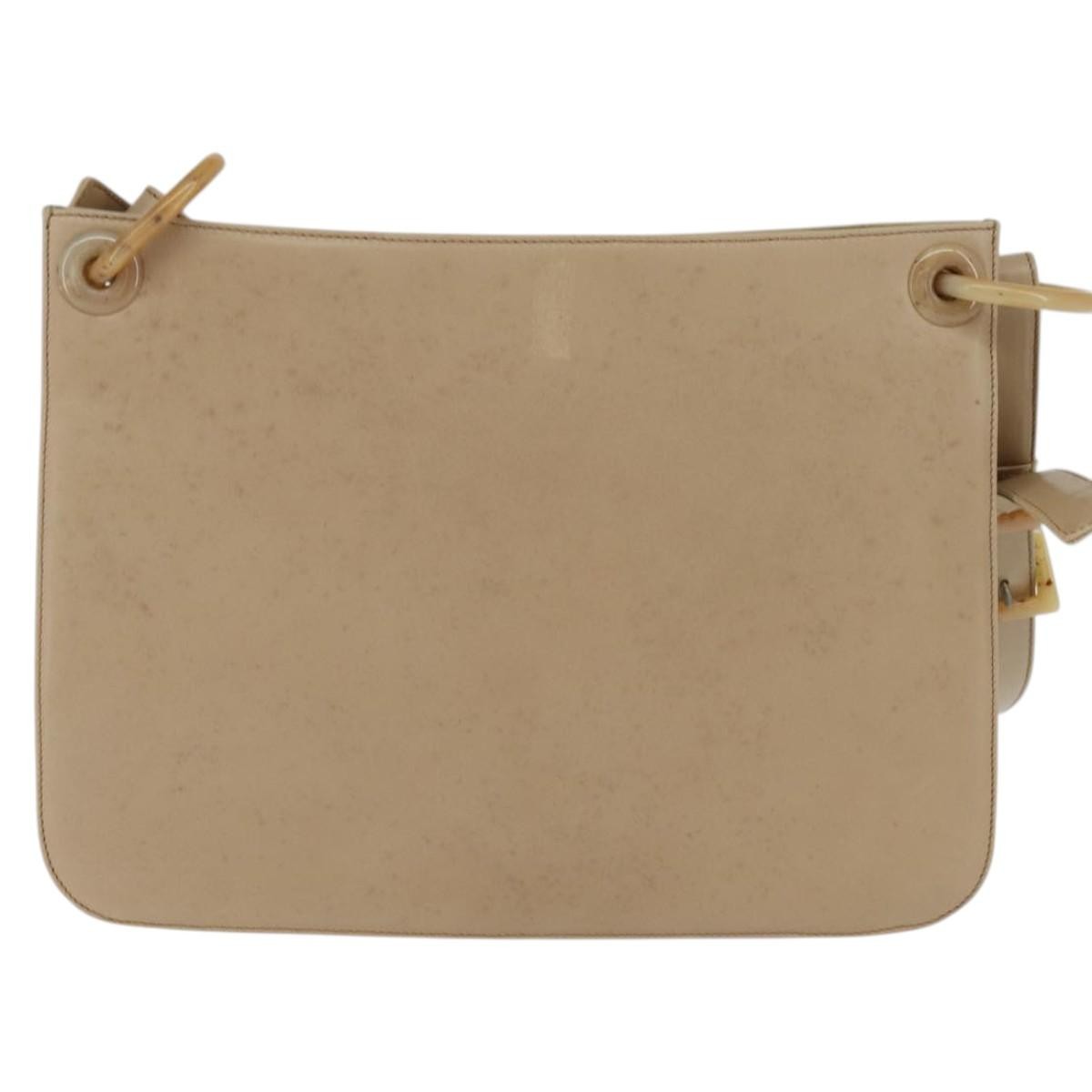 Prada Vintage Shoulder Bag Leather Beige Leather Shoulder Bag Bag (Pre-Owned)