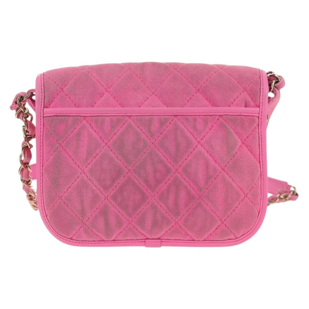 Chanel Flap Messenger Bag Quilted Denim Pink Canvas Shoulder Bag Bag (Pre-Owned)