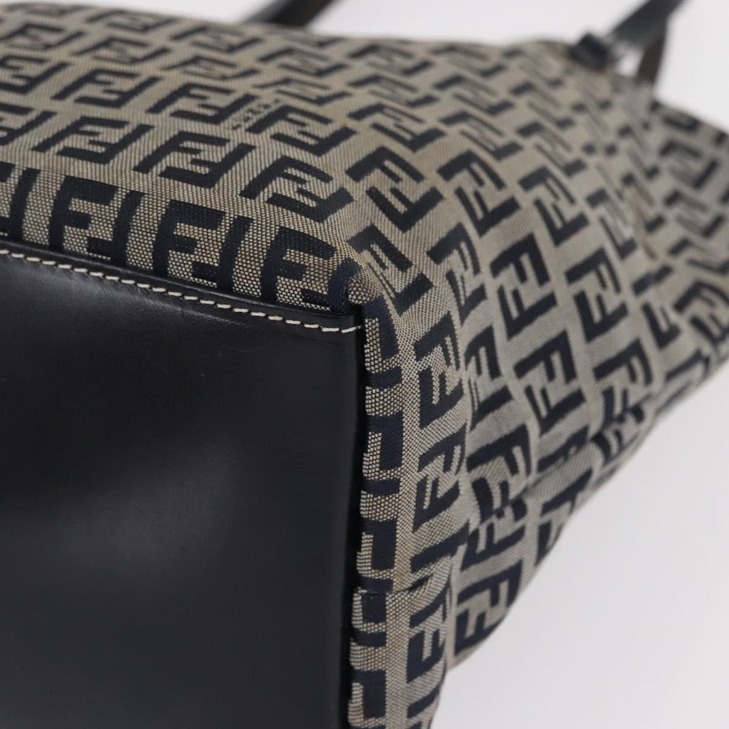 Fendi Shopping Tote Zucchino Canvas Navy Canvas Tote Bag Bag (Pre-Owned)