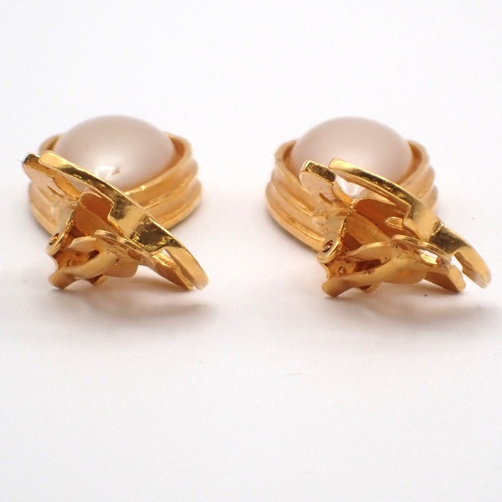 Chanel Cc Teardrop Earrings Metal With Faux Pearl Gold Gold_Plated Earrings Jewelry (Pre-Owned)