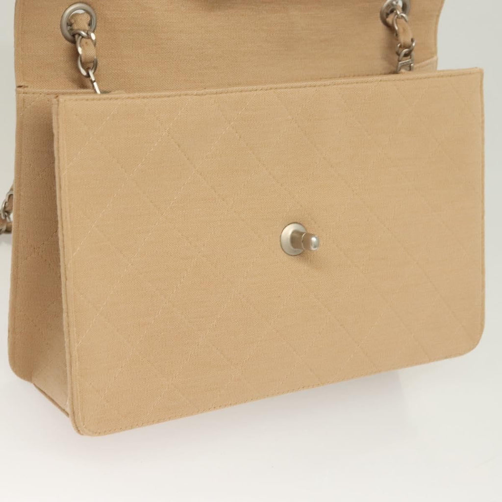 Chanel Matelasse Chain Shoulder Bag Leather Beige Cotton Shoulder Bag Bag (Pre-Owned)