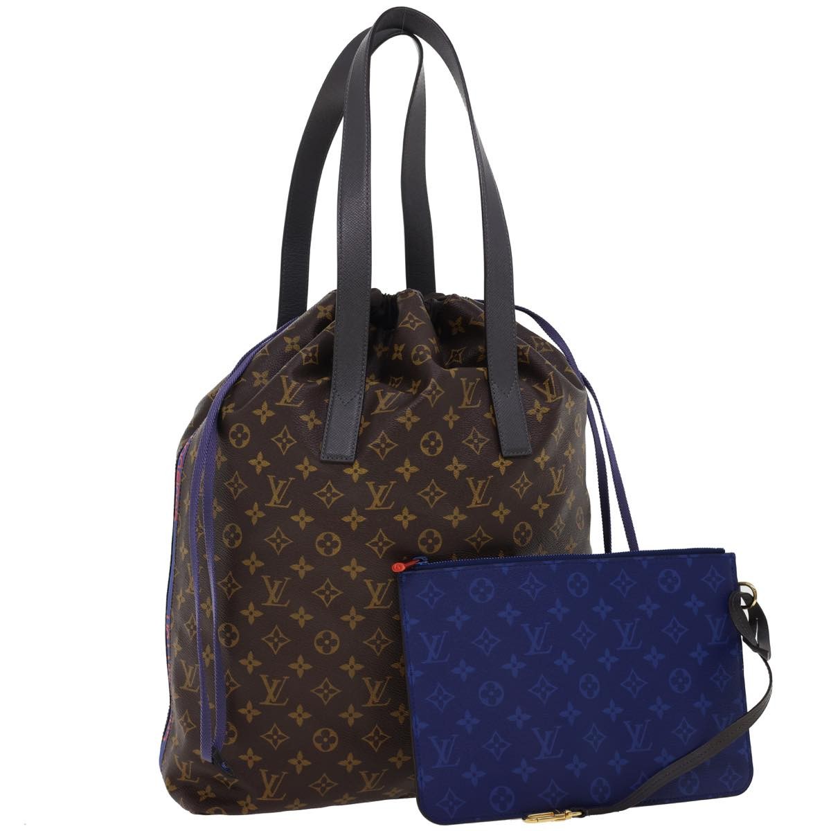 Louis Vuitton Cabas Light Drawstring Bag Monogram Split Canvas Brown Canvas Tote Bag Bag (Pre-Owned)
