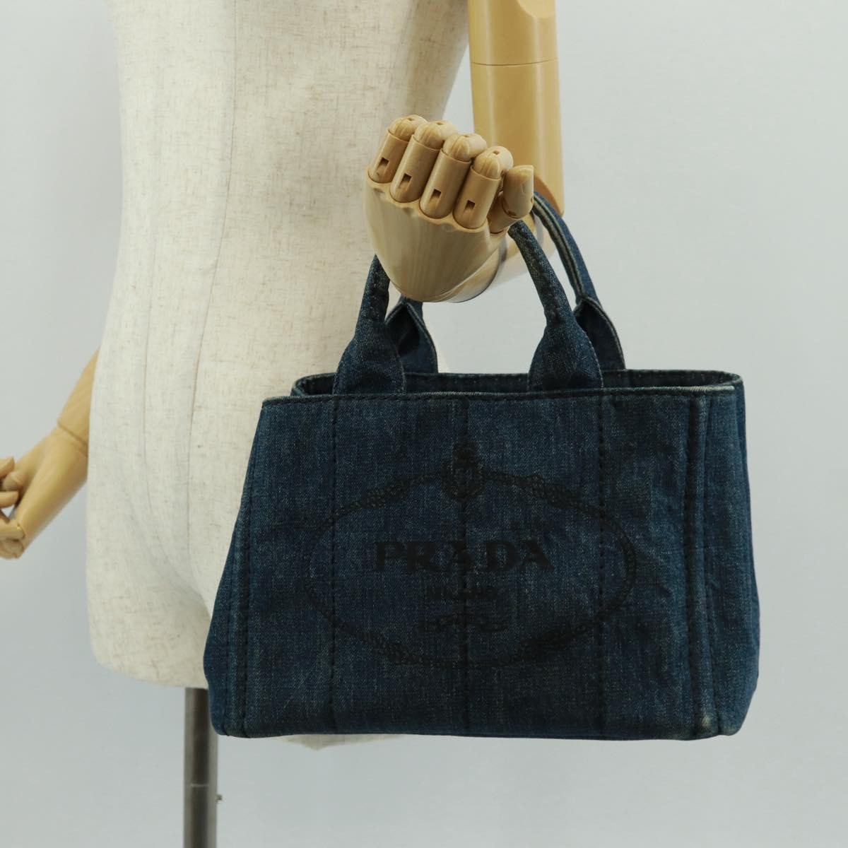 Prada Canapa Tote Denim Blue Denim_Jeans Tote Bag Bag (Pre-Owned)