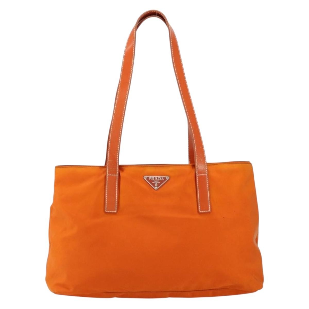 Prada Vintage Tote Tessuto Orange Nylon Tote Bag Bag (Pre-Owned)