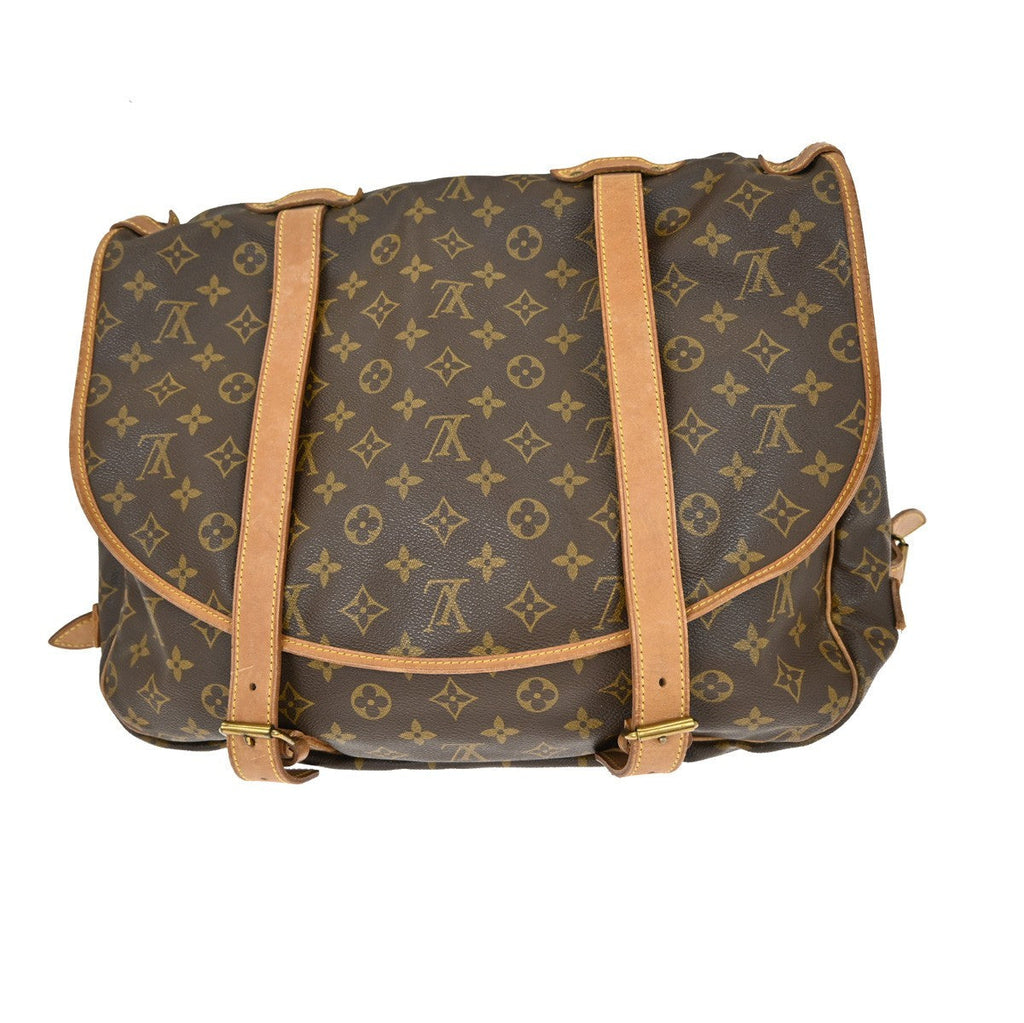 Louis Vuitton Saumur Handbag Monogram Canvas Brown Canvas Shoulder Bag Bag (Pre-Owned)