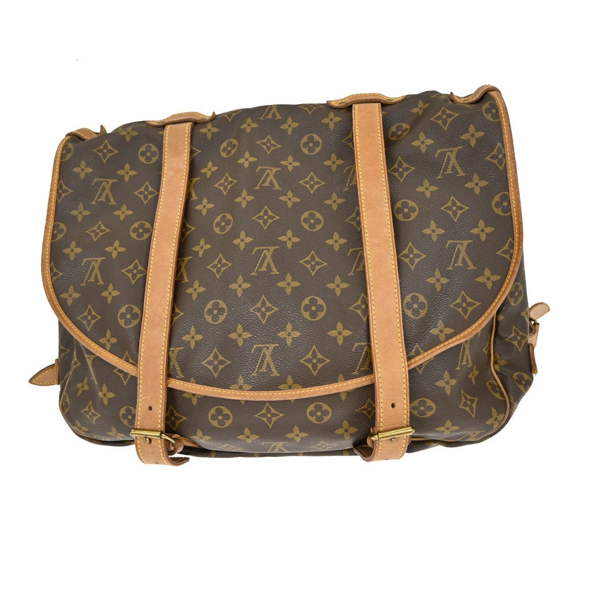 Louis Vuitton Saumur Handbag Monogram Canvas Brown Canvas Shoulder Bag Bag (Pre-Owned)