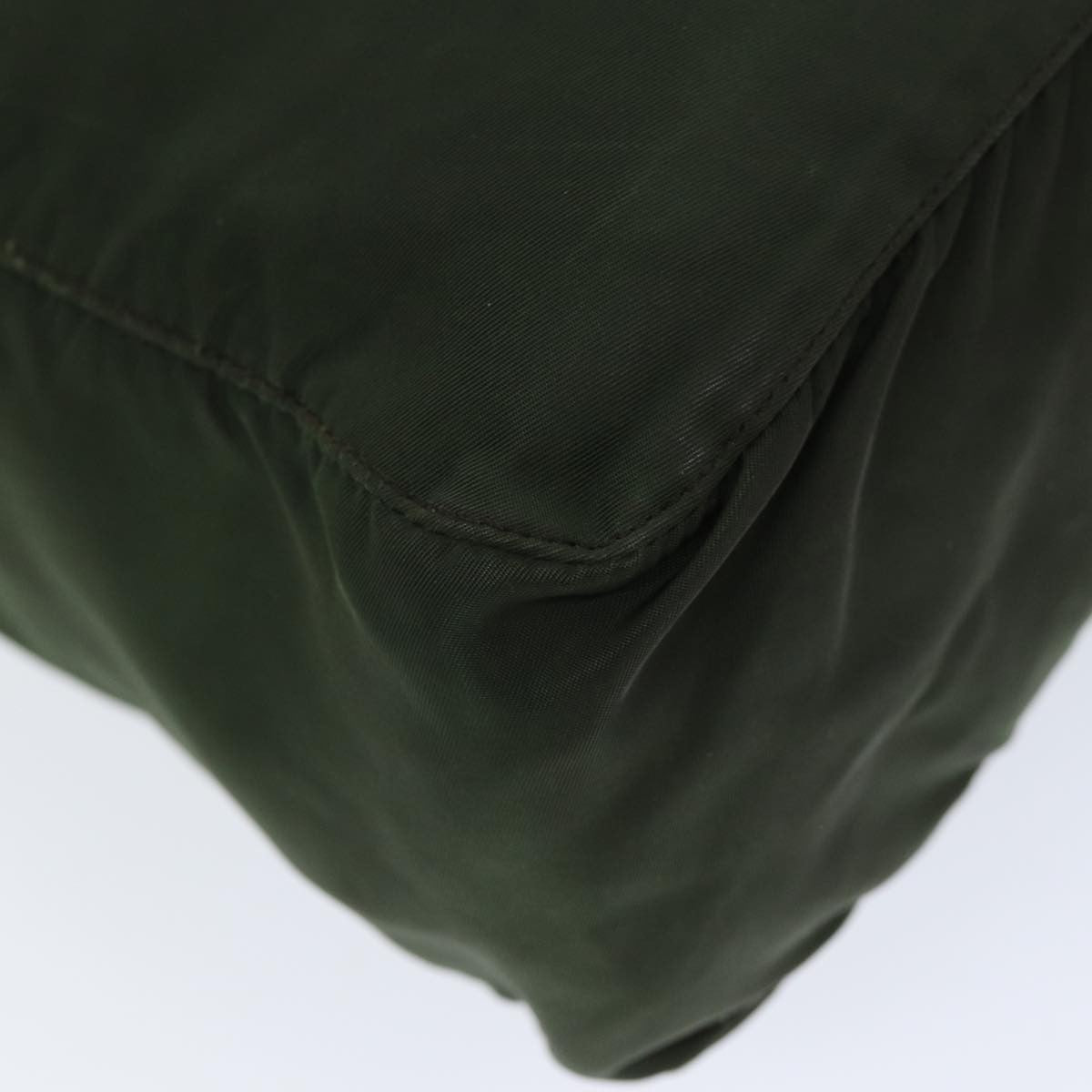 Prada Bowling Shoulder Bag Tessuto Khaki Nylon Handbag (Pre-Owned)