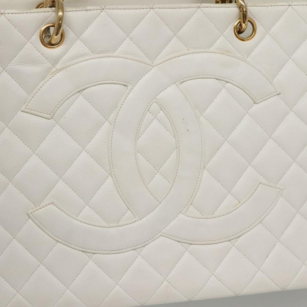 Chanel Vintage Grand Shopping Tote Quilted Caviar White Leather Bag (Pre-Owned)