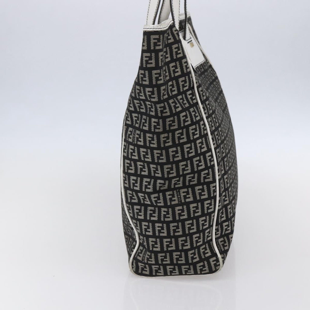 Fendi Zucca Tote Bag Canvas Black Canvas Tote Bag Bag (Pre-Owned)