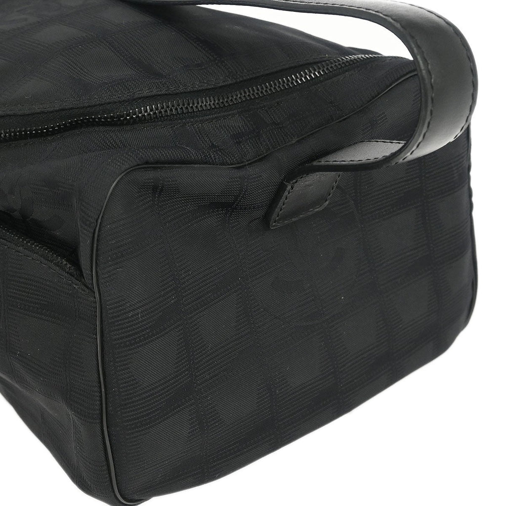 Chanel Travel Line Barrel Bag Nylon Black Nylon Handbag (Pre-Owned)