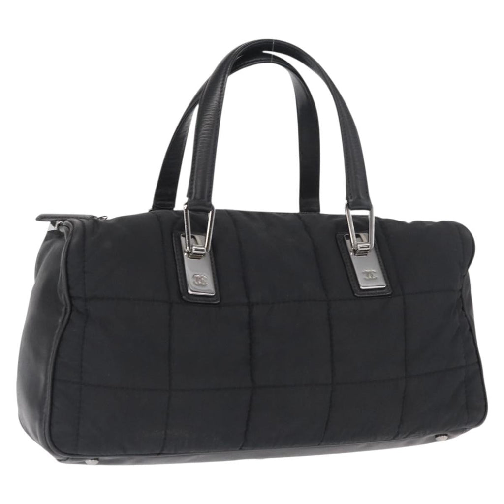Chanel Square Stitch Boston Bag Quilted Nylon Black Nylon Travel Bag Bag (Pre-Owned)