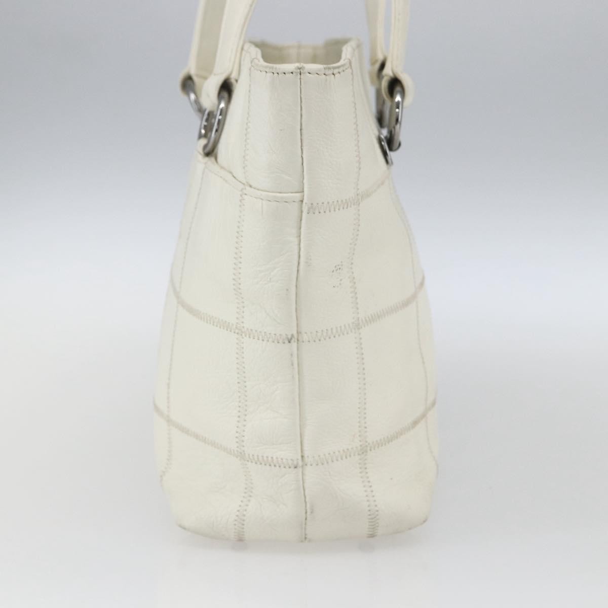 Chanel Square Stitch Tote Quilted Leather White Leather Tote Bag Bag (Pre-Owned)
