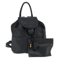 Fendi Logo Flap Drawstring Backpack Leather Black Leather Backpack Bag (Pre-Owned)