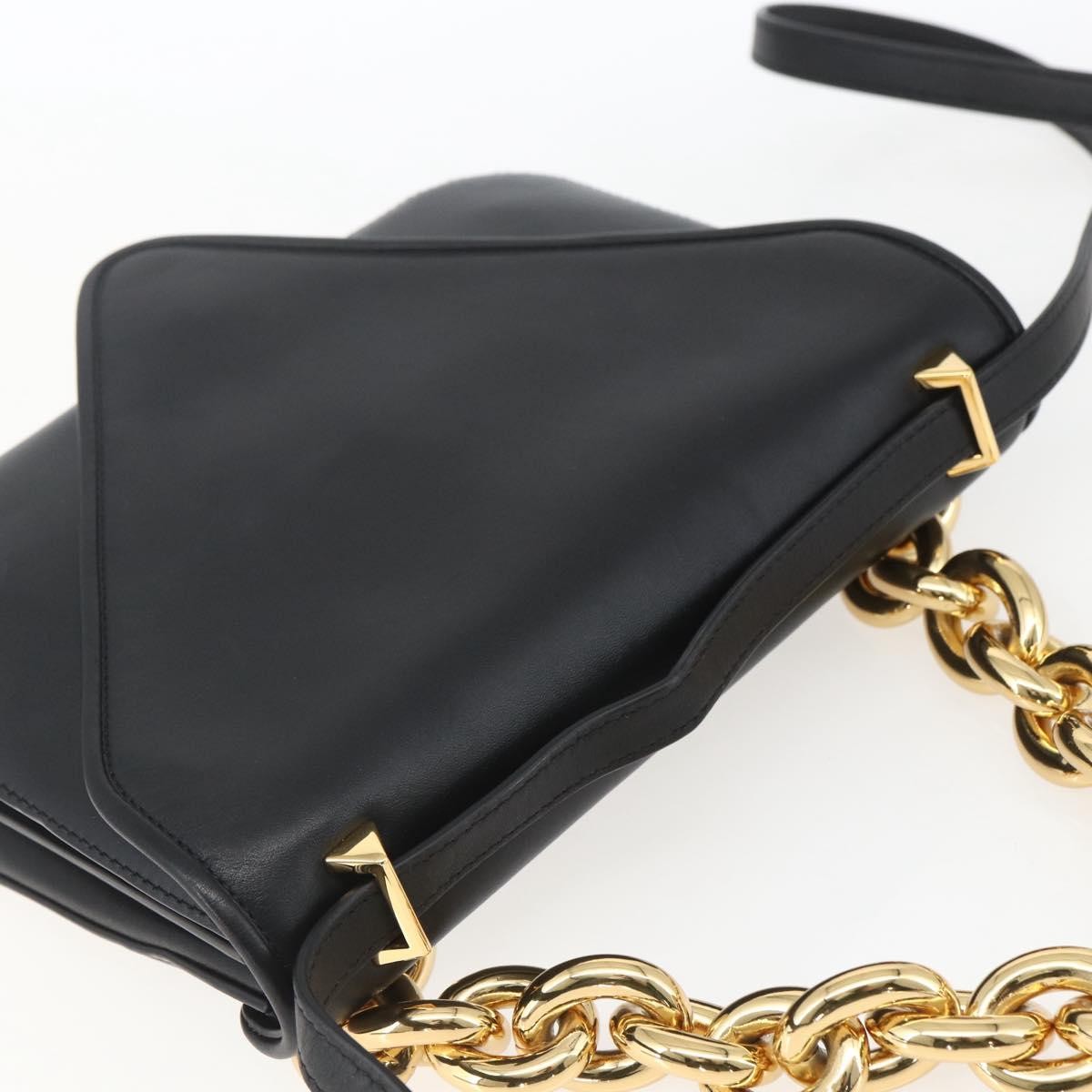 Bottega Veneta Mount Shoulder Bag Leather Black Leather Shoulder Bag Bag (Pre-Owned)