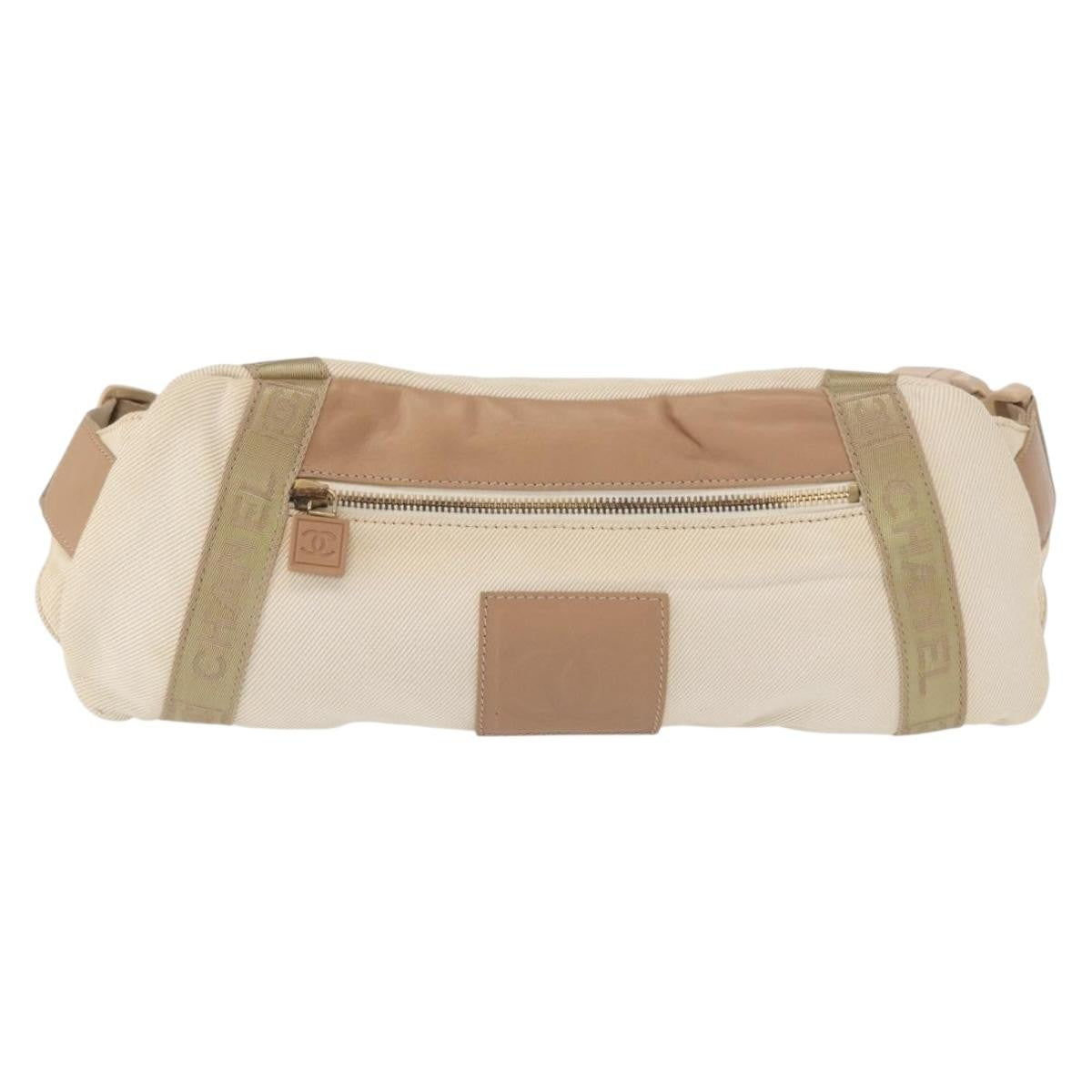 Chanel Sports Shoulder Bag Coco Mark Beige Canvas Shoulder Bag Bag (Pre-Owned)