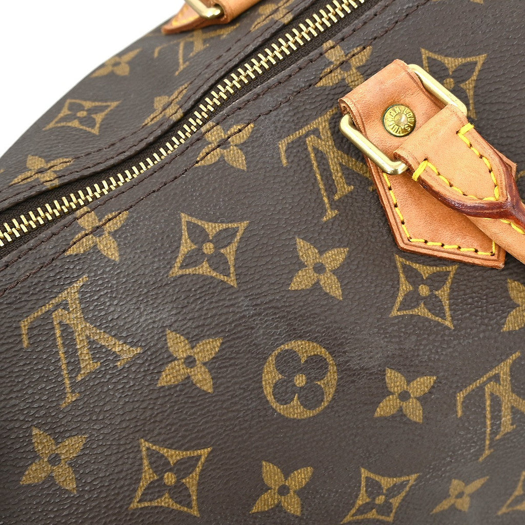 Louis Vuitton Speedy Handbag Monogram Canvas Brown Canvas,Leather Handbag (Pre-Owned)