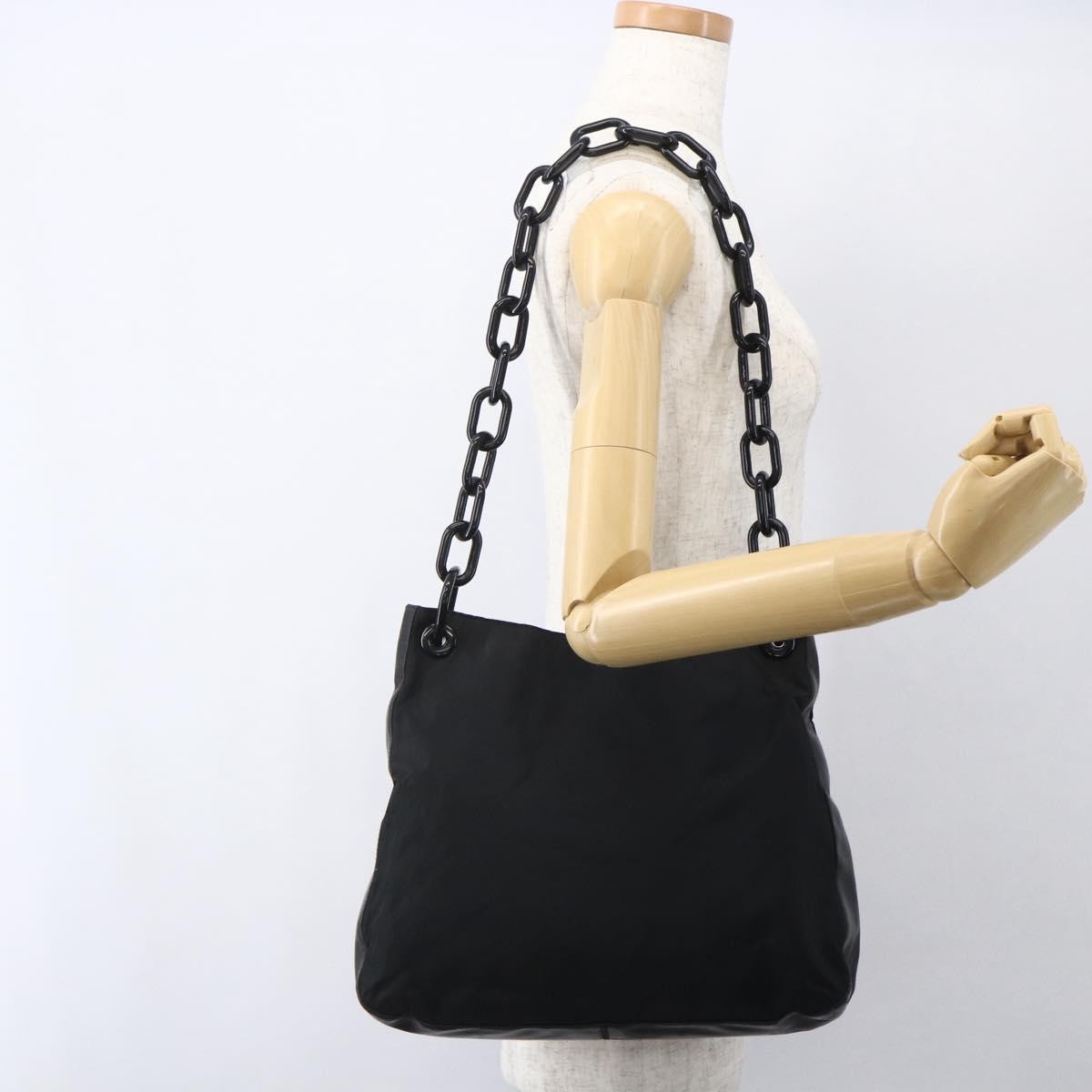 Prada Chain Shoulder Bag Tessuto Black Nylon Shoulder Bag Bag (Pre-Owned)
