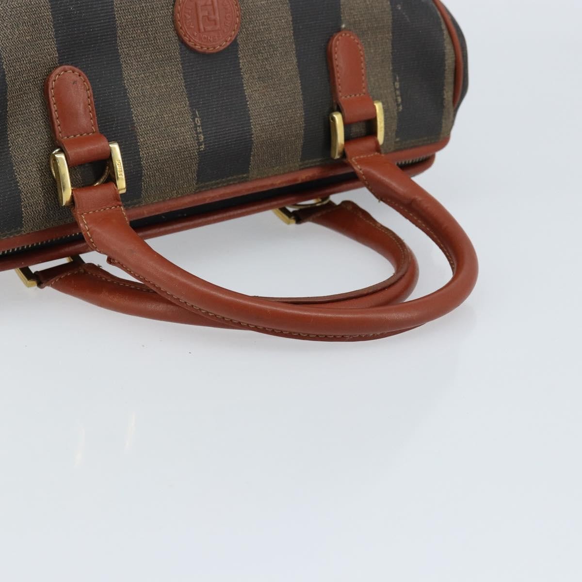 Fendi Vintage Pequin Convertible Boston Bag Coated Canvas Brown Canvas Handbag (Pre-Owned)