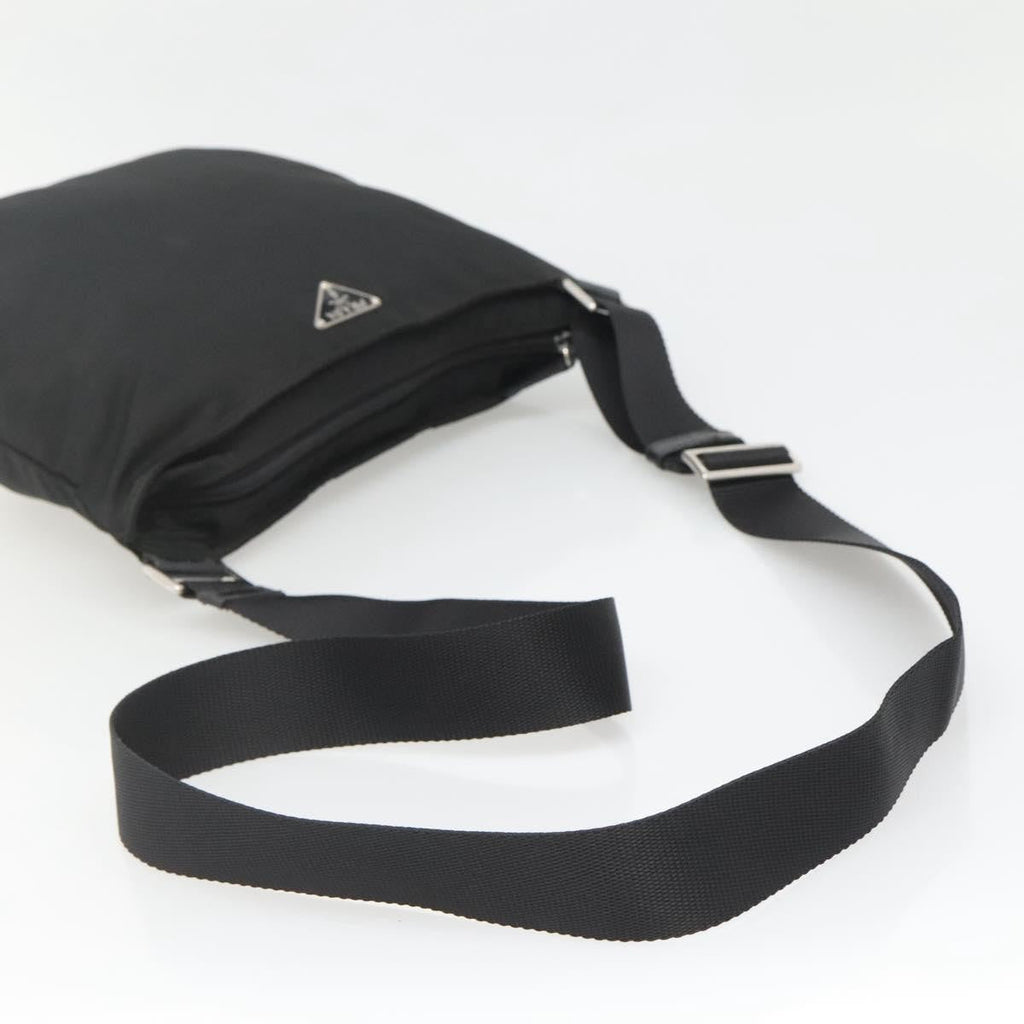 Prada Flat Messenger Bag Tessuto Black Nylon Shoulder Bag Bag (Pre-Owned)
