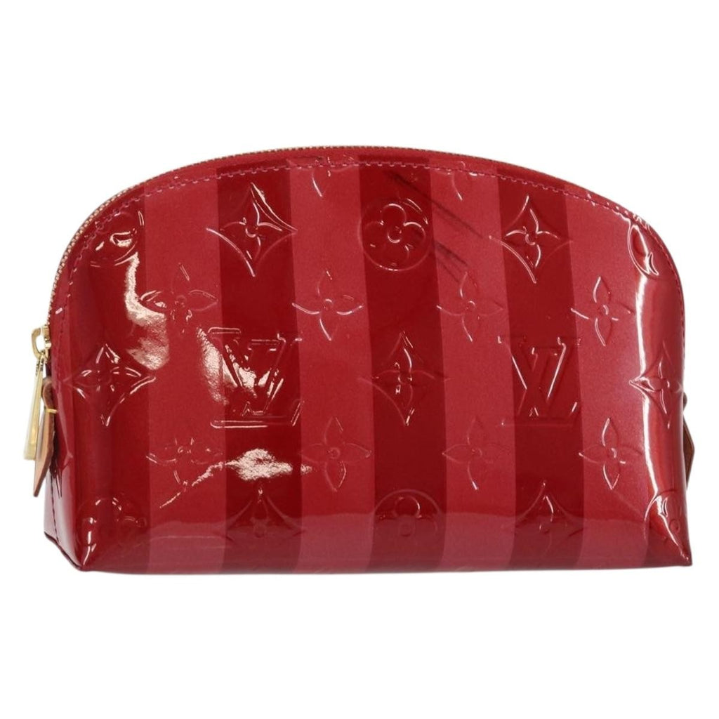 Louis Vuitton Cosmetic Pouch Limited Edition Monogram Vernis Rayures Red Patent_Leather Bag (Pre-Owned)