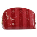 Louis Vuitton Cosmetic Pouch Limited Edition Monogram Vernis Rayures Red Patent_Leather Bag (Pre-Owned)