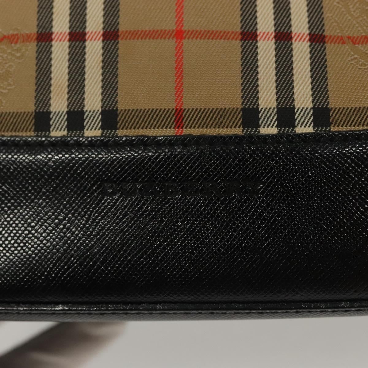 Burberry Nova Handbag Check Pattern Beige Canvas Bag (Pre-Owned)