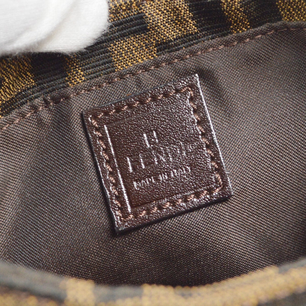 Fendi Vintage Croissant Bag Zucca Canvas Brown Canvas Handbag (Pre-Owned)