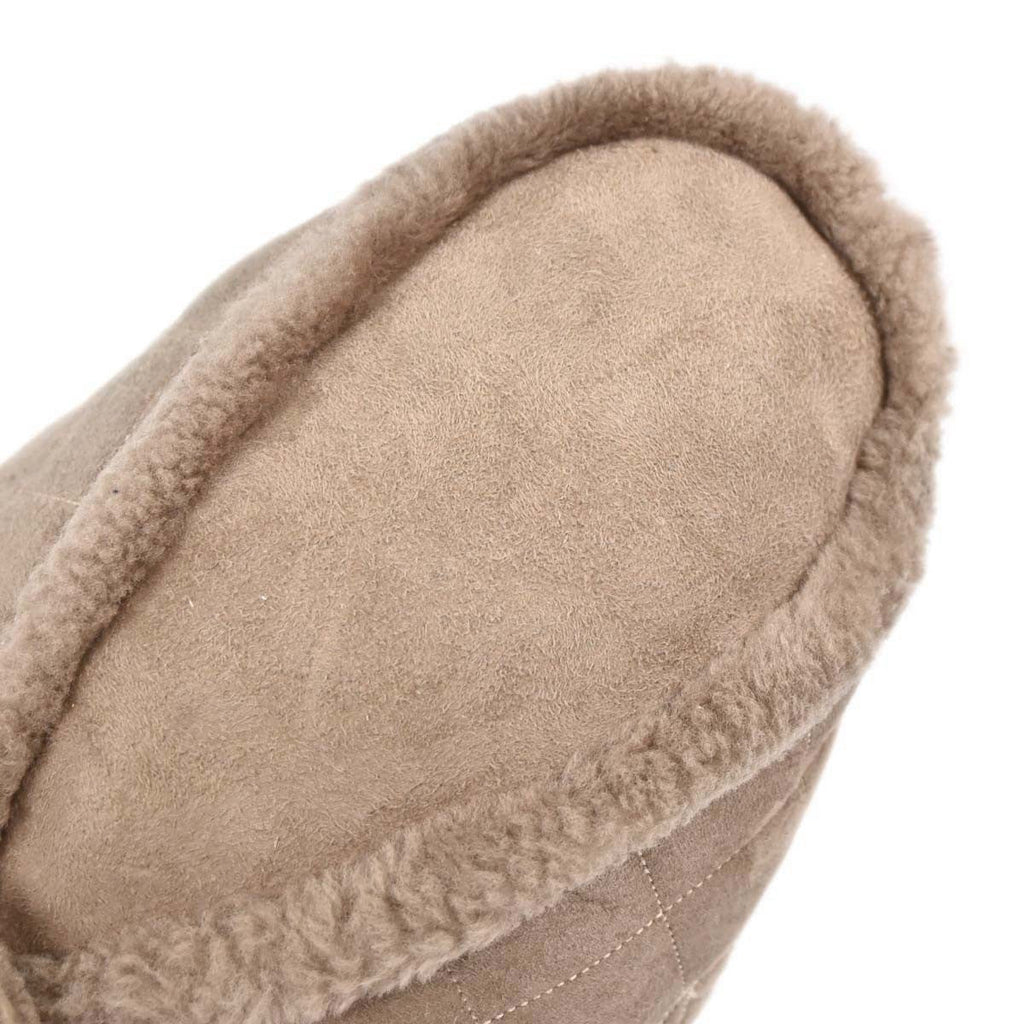 Chanel Vintage Embroidered Cc Chain Tote Quilted Suede And Shearling Brown Suede Tote Bag Bag (Pre-Owned)