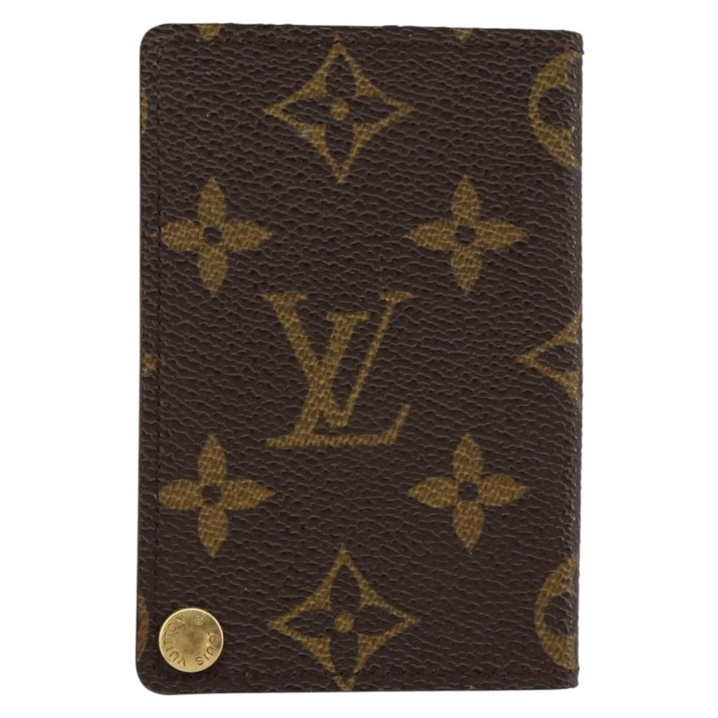 Louis Vuitton Porte Cartes Pression Card Case Monogram Canvas Brown Canvas Card Holders Accessory (Pre-Owned)