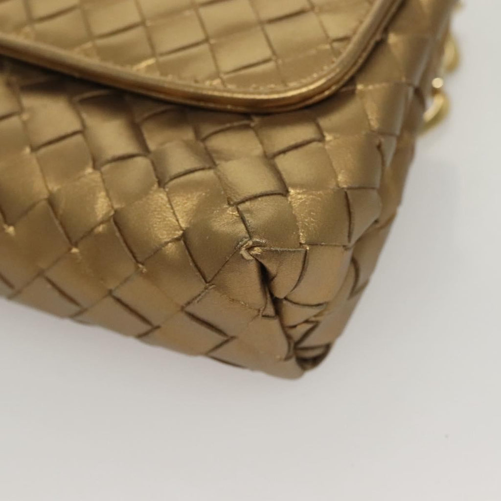 Bottega Veneta Chain Flap Shoulder Bag Leather Gold Leather Shoulder Bag Bag (Pre-Owned)
