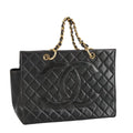 Chanel Vintage Grand Shopping Tote Quilted Lambskin Black Leather Tote Bag Bag (Pre-Owned)