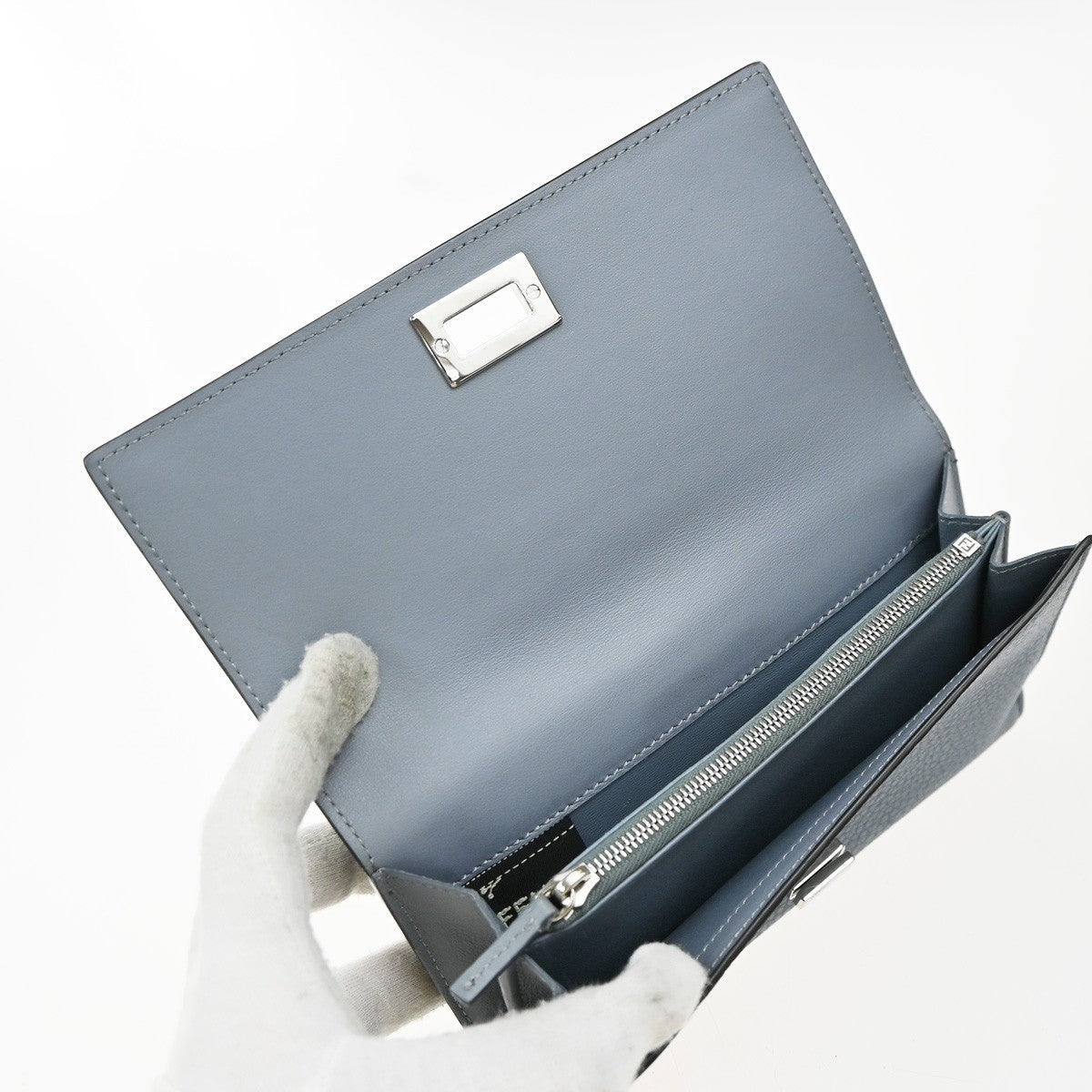 Fendi Peekaboo Wallet Leather Blue Leather Wallets Accessory (Pre-Owned)