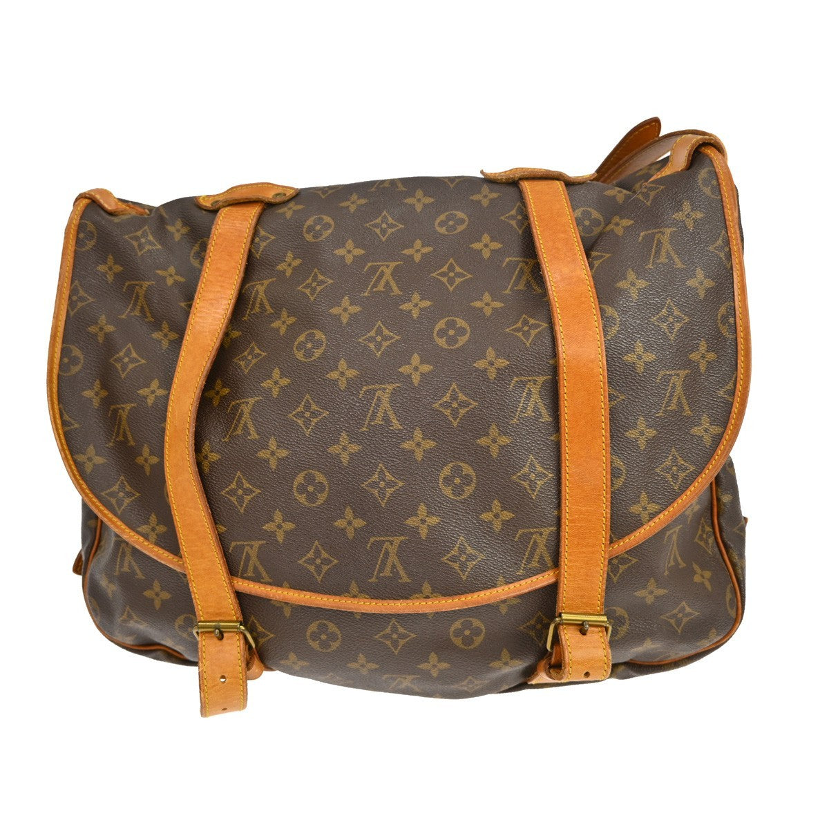 Louis Vuitton Saumur Handbag Monogram Canvas Brown Canvas Shoulder Bag Bag (Pre-Owned)