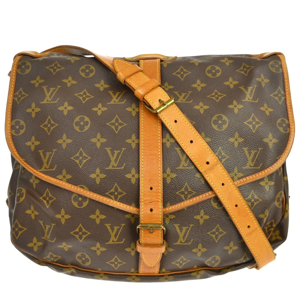 Louis Vuitton Saumur Handbag Monogram Canvas Brown Canvas Shoulder Bag Bag (Pre-Owned)