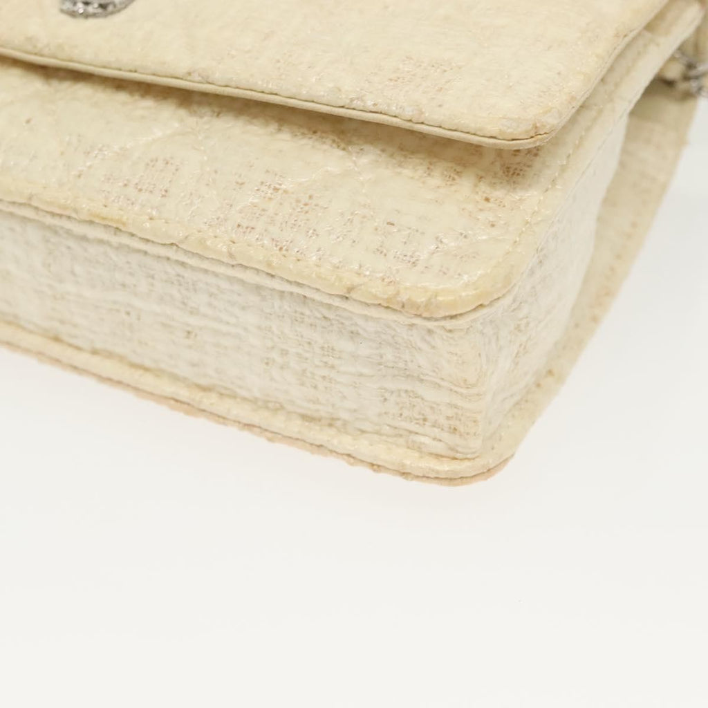 Chanel Wallet On Chain Tweed White Tweed Shoulder Bag Bag (Pre-Owned)