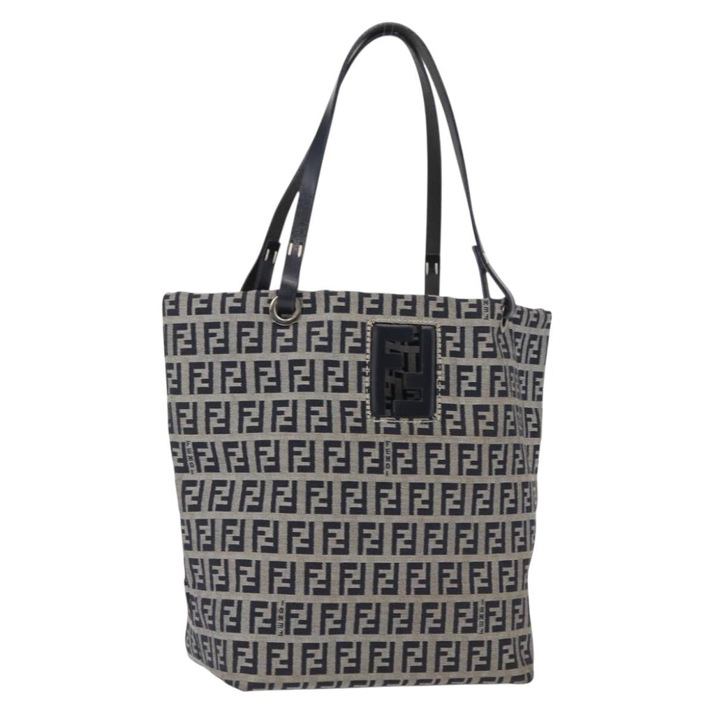 Fendi Shopping Tote Zucchino Canvas Navy Canvas Tote Bag Bag (Pre-Owned)