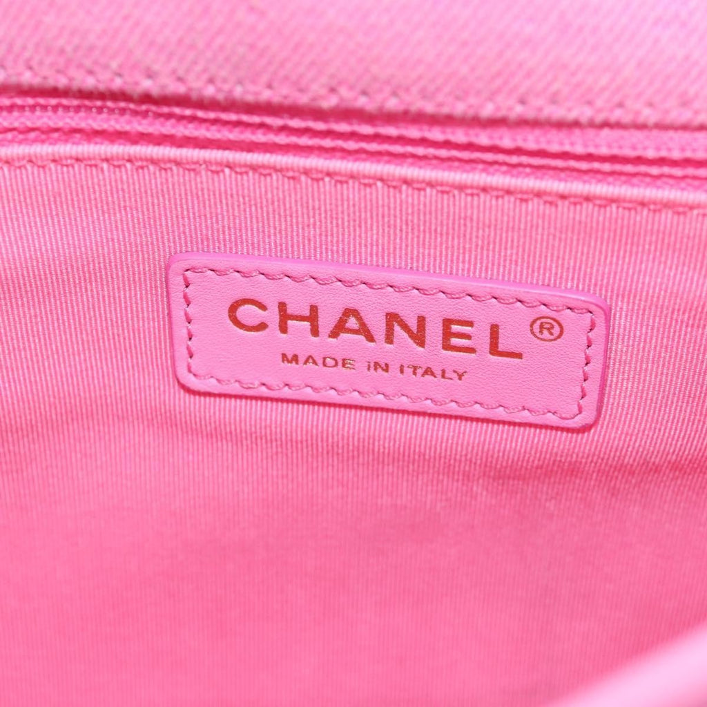 Chanel Flap Messenger Bag Quilted Denim Pink Canvas Shoulder Bag Bag (Pre-Owned)