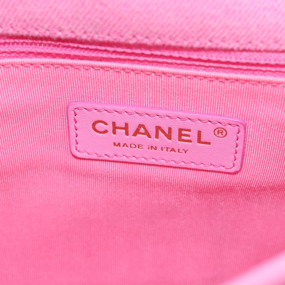Chanel Flap Messenger Bag Quilted Denim Pink Canvas Shoulder Bag Bag (Pre-Owned)