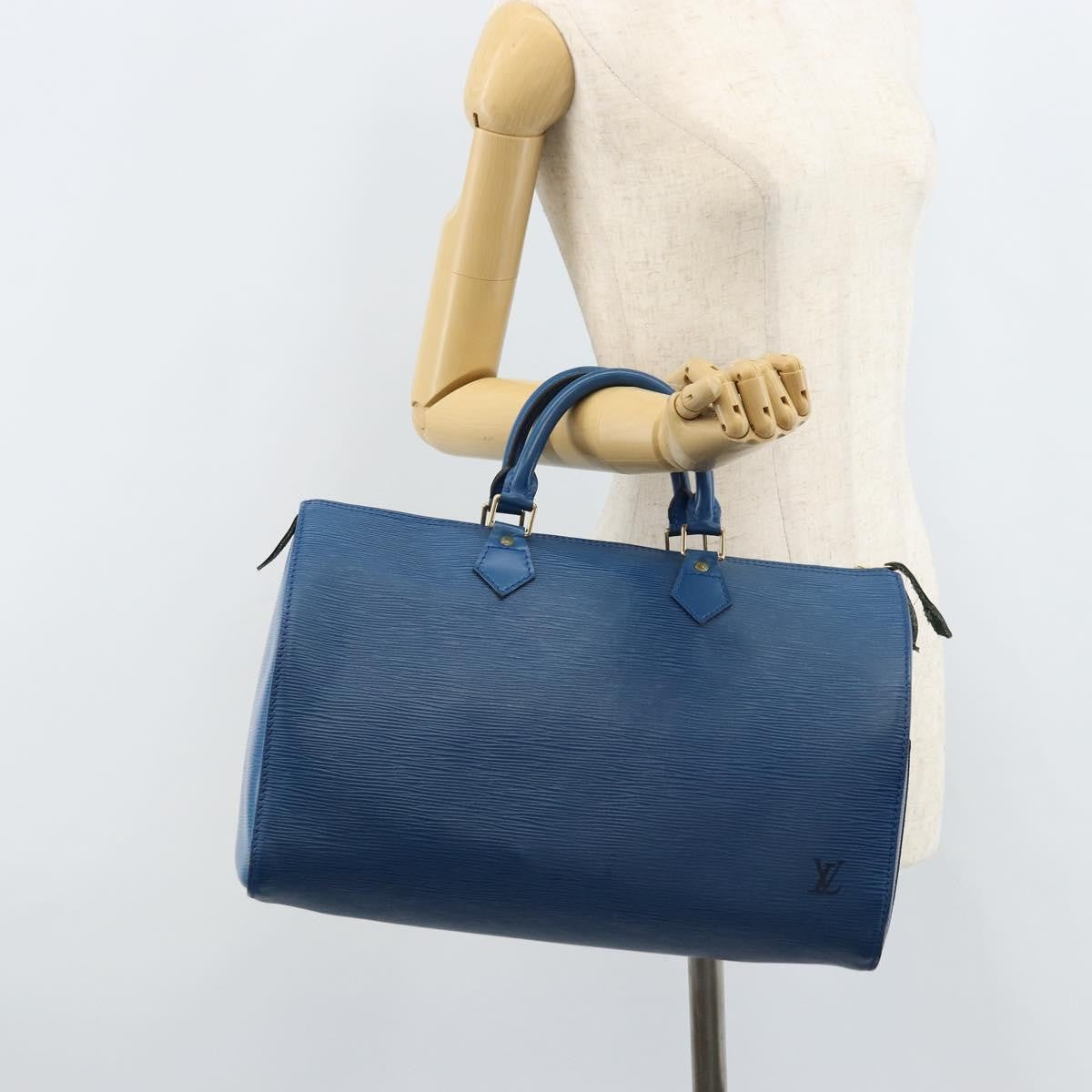 Louis Vuitton Speedy Handbag Epi Leather Blue Leather Handbag (Pre-Owned)
