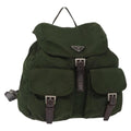 Prada Double Front Pocket Backpack Tessuto Khaki Nylon Backpack Bag (Pre-Owned)