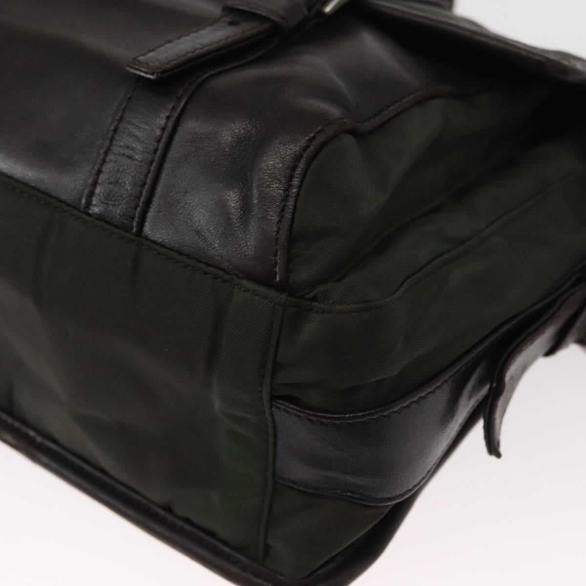 Prada Double Buckle Flap Messenger Bag Tessuto Khaki Nylon Shoulder Bag Bag (Pre-Owned)