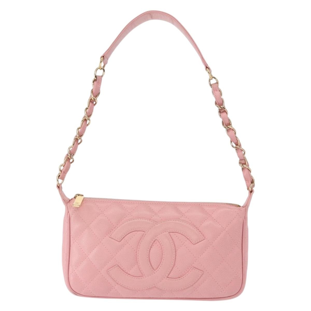 Chanel Timeless Cc Chain Shoulder Bag Quilted Caviar Pink Leather Shoulder Bag Bag (Pre-Owned)
