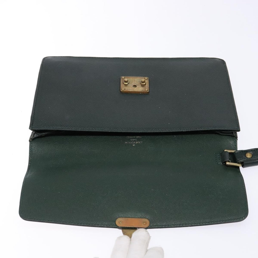 Louis Vuitton Kourad Pouch Taiga Green Leather Clutche & Pouche Bag (Pre-Owned)
