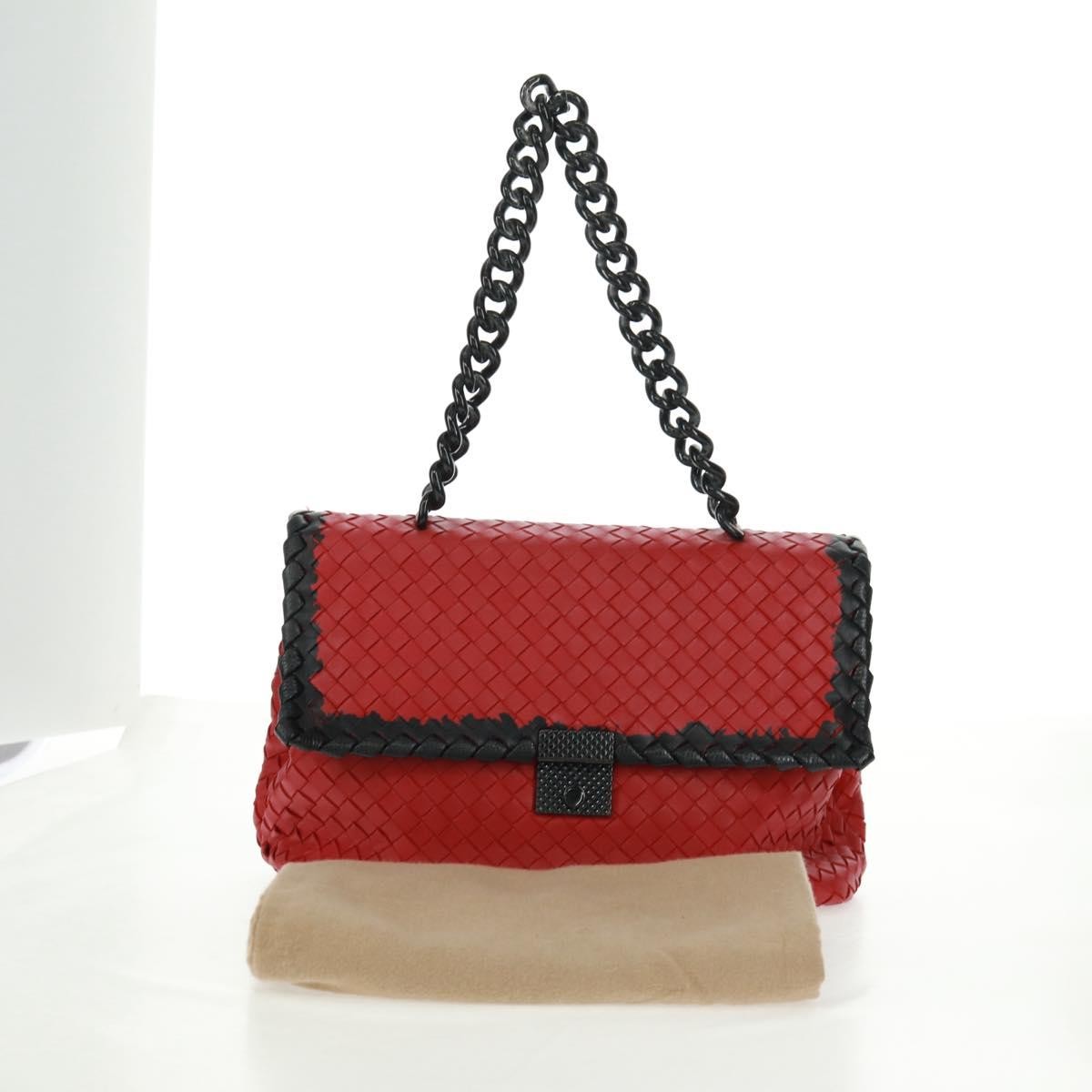 Bottega Veneta Glass Shoulder Bag Intrecciato Nappa With Snakeskin Red Leather Shoulder Bag Bag (Pre-Owned)