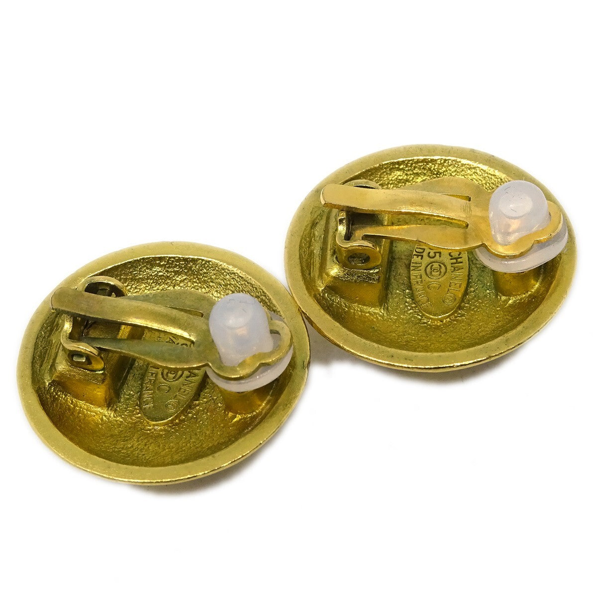 Chanel Vintage Cc Round Clip-On Earrings Metal Gold Gold_Plated Earrings Jewelry (Pre-Owned)