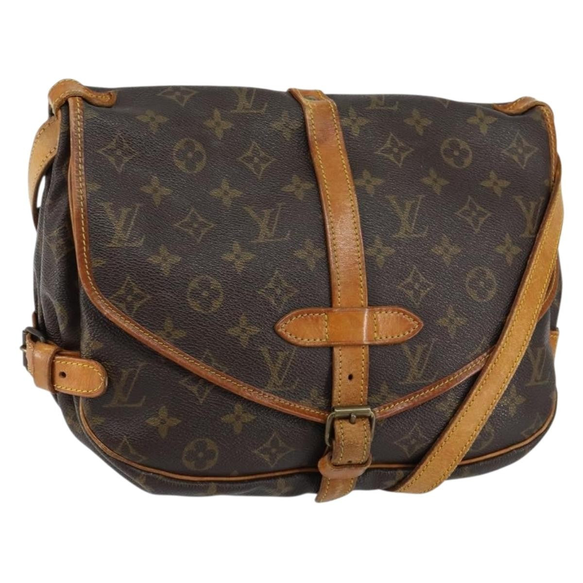 Louis Vuitton Saumur Handbag Monogram Canvas Brown Canvas Shoulder Bag Bag (Pre-Owned)