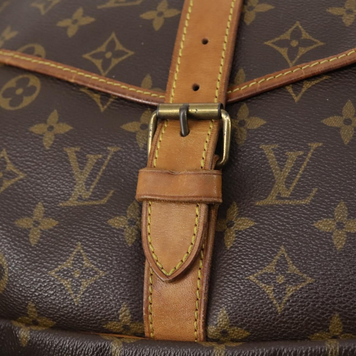 Louis Vuitton Saumur Handbag Monogram Canvas Brown Canvas Shoulder Bag Bag (Pre-Owned)